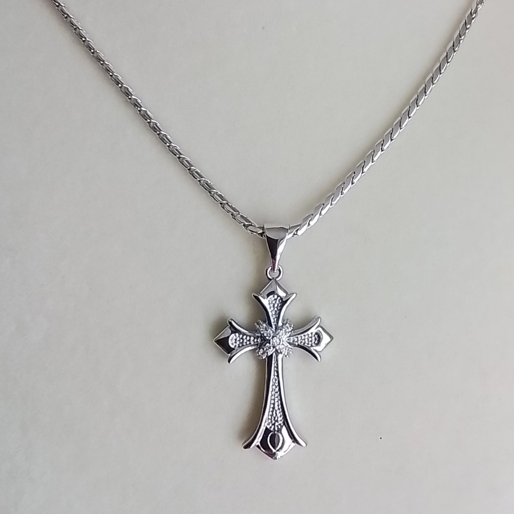 Pretty Bird Silver Cross Necklace - Picture 2 of 5